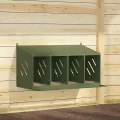 Nichoir à poules avec 4 compartiments vert olive métal