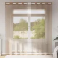 Rideaux en voile avec œillets 2 pcs marron clair