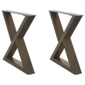 Pieds de table basse 2pcs acier naturel 60x(42-43,3)cm