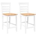 VidaXL Tabourets de bar 2 pcs blanc bois massif d'hévéa