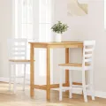VidaXL Tabourets de bar 2 pcs blanc bois massif d'hévéa