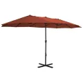 Parasol d'extérieur avec poteau en aluminium terre cuite