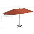 Parasol d'extérieur avec poteau en aluminium terre cuite