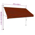 Auvent manuel rétractable 250 cm Orange et marron