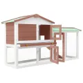 Clapier large d'extérieur Marron et blanc 145x45x84 cm Bois