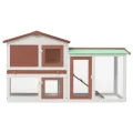 Clapier large d'extérieur Marron et blanc 145x45x84 cm Bois