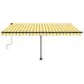 Auvent manuel rétractable sur pied 400x350 cm Jaune/Blanc