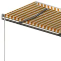 Auvent manuel rétractable sur pied 400x350 cm Jaune/Blanc