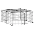 Cage animaux de compagnie à 12 panneaux et porte Noir 35x35 cm