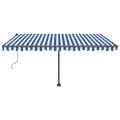 Auvent automatique capteur de vent LED 450x350 cm Bleu et blanc