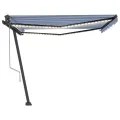 Auvent automatique capteur de vent LED 450x350 cm Bleu et blanc