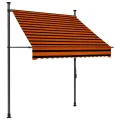 Auvent manuel rétractable avec LED 150 cm Orange et marron