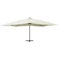 Parasol de jardin en porte-à-faux avec mât en bois blanc sable