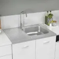 Jeu d'évier de cuisine et égouttoir argenté 800x600x155 mm inox