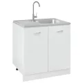 Jeu d'évier de cuisine et égouttoir argenté 800x600x155 mm inox