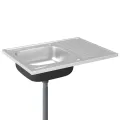 Jeu d'évier de cuisine et égouttoir argenté 800x600x155 mm inox