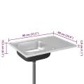 Jeu d'évier de cuisine et égouttoir argenté 800x600x155 mm inox