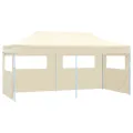 Tente de réception pliable avec 4 parois 3x6 m Acier Crème