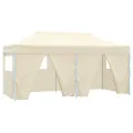 Tente de réception pliable avec 4 parois 3x6 m Acier Crème