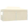 Tente de réception pliable avec 4 parois 3x6 m Acier Crème