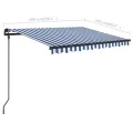 Auvent manuel rétractable avec LED 3x2,5 m Bleu et blanc