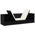 Lit de jardin avec coussin et oreillers Résine tressée Noir