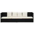 Lit de jardin avec coussin et oreillers Résine tressée Noir