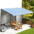 Tissu de remplacement pour auvent Bleu et blanc 6x3,5 m