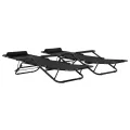 Chaises longues pliables 2 pcs avec repose-pied Acier Noir