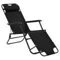Chaises longues pliables 2 pcs avec repose-pied Acier Noir