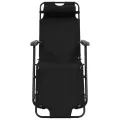 Chaises longues pliables 2 pcs avec repose-pied Acier Noir
