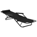 Chaises longues pliables 2 pcs avec repose-pied Acier Noir