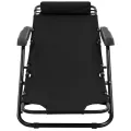 Chaises longues pliables 2 pcs avec repose-pied Acier Noir