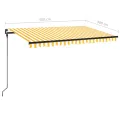 Auvent manuel rétractable avec LED 450x300 cm Jaune et blanc