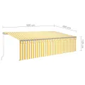 Auvent rétractable manuel avec store 5x3 m Jaune et blanc
