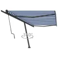 Auvent automatique sur pied 500x350 cm Bleu/Blanc