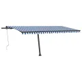 Auvent automatique sur pied 500x350 cm Bleu/Blanc