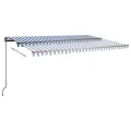 Auvent automatique sur pied 500x350 cm Bleu/Blanc