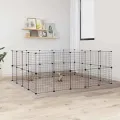 Cage animaux de compagnie à 36 panneaux et porte Noir 35x35 cm