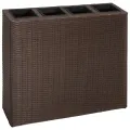 Lits surélevés de jardin et 4 pots 2 pcs Résine tressée Marron
