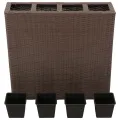 Lits surélevés de jardin et 4 pots 2 pcs Résine tressée Marron