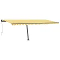 Auvent automatique capteur de vent LED 600x350cm Jaune et blanc