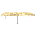 Auvent automatique capteur de vent LED 600x350cm Jaune et blanc