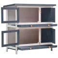 Clapier d'extérieur 4 portes Gris Bois