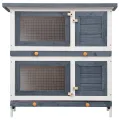 Clapier d'extérieur 4 portes Gris Bois