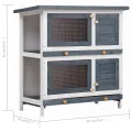 Clapier d'extérieur 4 portes Gris Bois