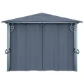 Tonnelle avec rideau 400x300 cm Anthracite Aluminium