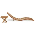 Chaise longue pliable avec table Bois de teck solide