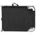 Chaise longue pliable avec auvent acier et tissu noir