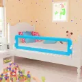 Barrière de sécurité de lit d'enfant Bleu 120x42 cm Polyester